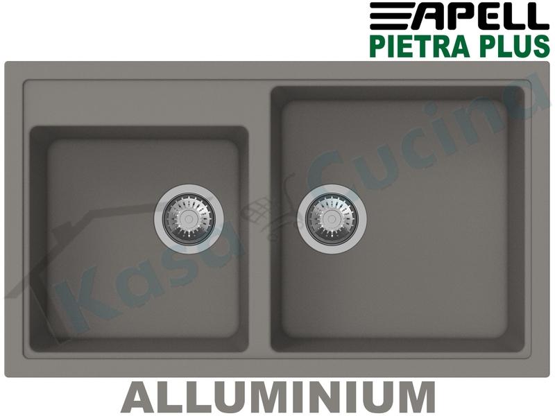 Lavello Apell Pietra Plus cm.86X50 2V Alluminium