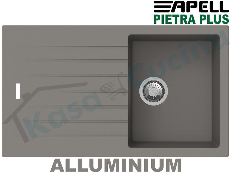 Lavello da Incass New Pietra Plus cm.86x50 Fragranite Alluminio 1 Vasca