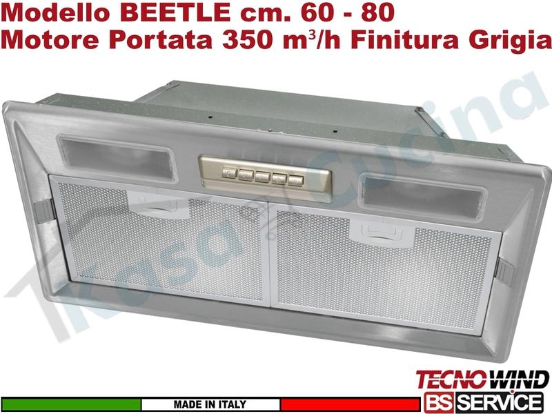 Cappa Gruppo Incasso 60 Dentro Pensile BEETLEK117R0105 Motore 350 m³/h Classe C