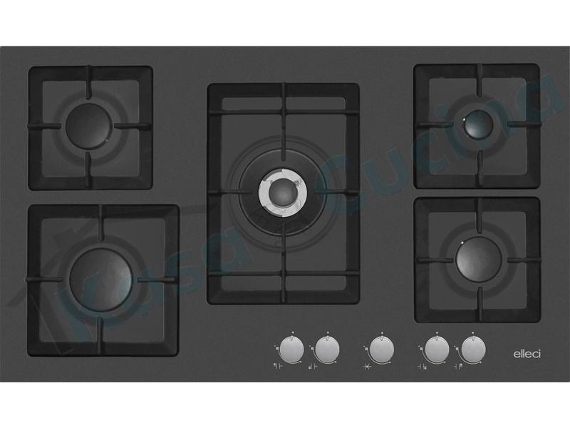 Piano Cottura Incasso cm. 90 Nero Plano 5 Fuochi Gas