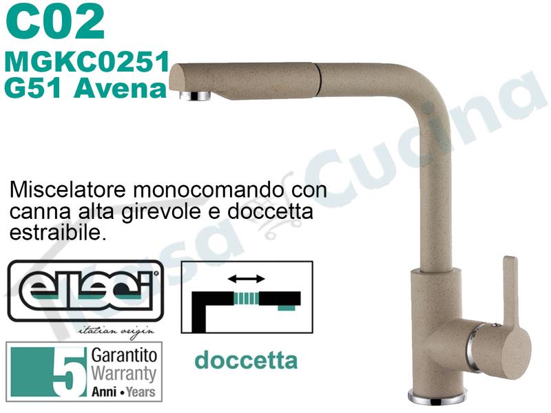 Miscelatori Sottofinestra Con Doccetta Estraibile.Miscelatore Rubinetto Ebro C02 Mgkc0251 Con Doccetta Estraibile Granitek 51 Avena Kasa Cucina Elettrodomestici Da Incasso