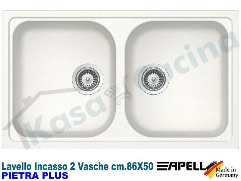 Lavandino Da Incasso Pietra.Lavello Da Incasso Pietra Plus Cm 86x50 Fragranite Bianco 2 Vasche Kasa Cucina Elettrodomestici Da Incasso