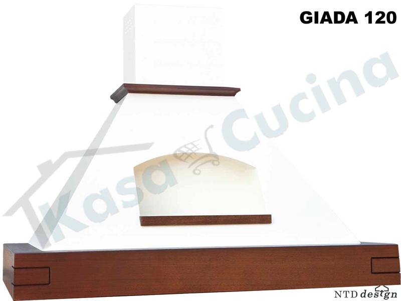 Cappa Angolo Giada 103X103 Con Trave Legno Massello Tiglio Verniciato