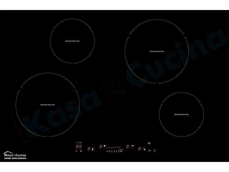 Piano Incasso cm.77 Nero Induzione 4 Zone Cottura 9 Livelli Potenza
