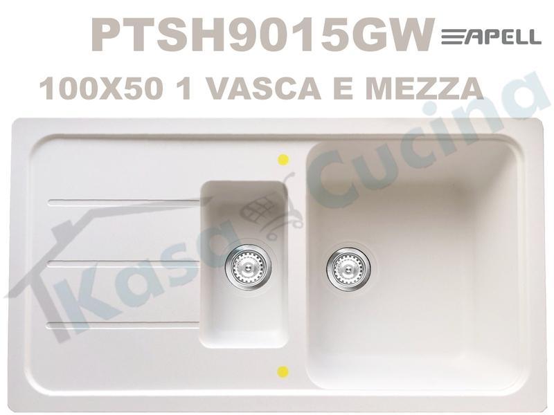 Lavello Cucina 1 Vasca E Mezza.Lavello Pietra Plus 100x50 1 Vasca E Mezza Gocciolatoio Bianco Puro 99 Kasa Cucina Elettrodomestici Da Incasso
