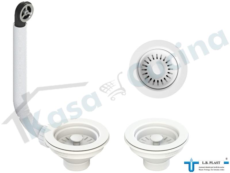 Kit Piletta Basket 3"½ Ø11,4 670-CL+550-WH Troppo Pieno + Tappo Cestello Ø 7,9 Bianco