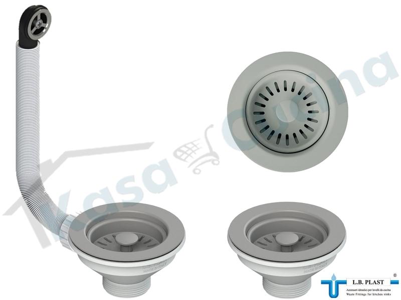 Kit Piletta Basket 3"½ Ø11,4 670-CL+550 C/Troppo Pieno + Tappo Cestello Ø 7,9 Grigio