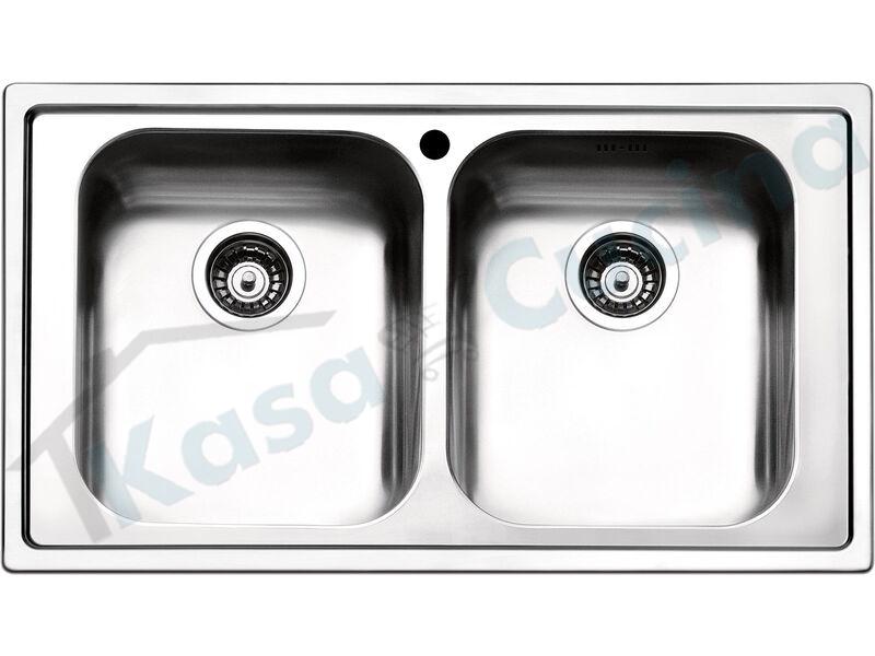 Lavello Incasso cm. 86x50 Acciaio Inox Spazzolato Melodia 2 Vasche