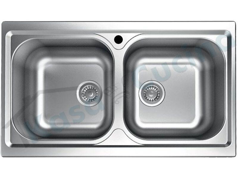 Lavello Incasso cm. 86x50 Acciaio Inox Prelucido Atmosfera 2 Vasche