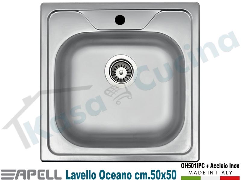 Lavello da Incasso Oceano cm. 50x50 in Acciaio Inox Prelucido 1 Vasca