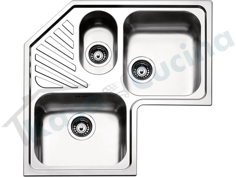 Lavello da Incasso Angolo cm.83X83 in Acciaio Inox 2 Vasche