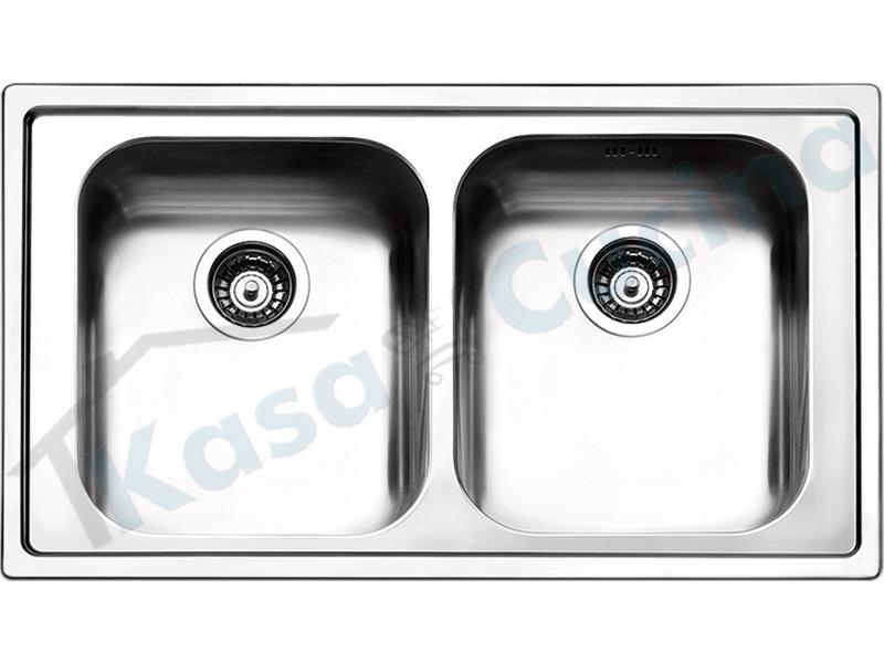 Lavello da Incasso Linear cm. 86x50 in Acciaio Inox 2 Vasche