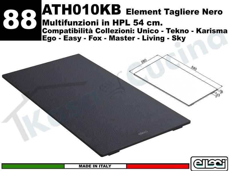 Accessorio 88 ATH010BK Element Tagliere Multifunzioni HPL Sliding Nero