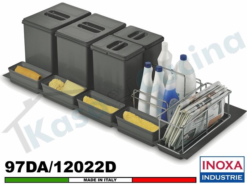 Set 2 Pattumiera Incasso Inoxa 97DA/6012 H 30 Raccolta Differenziata  Rifiuti X Base 60