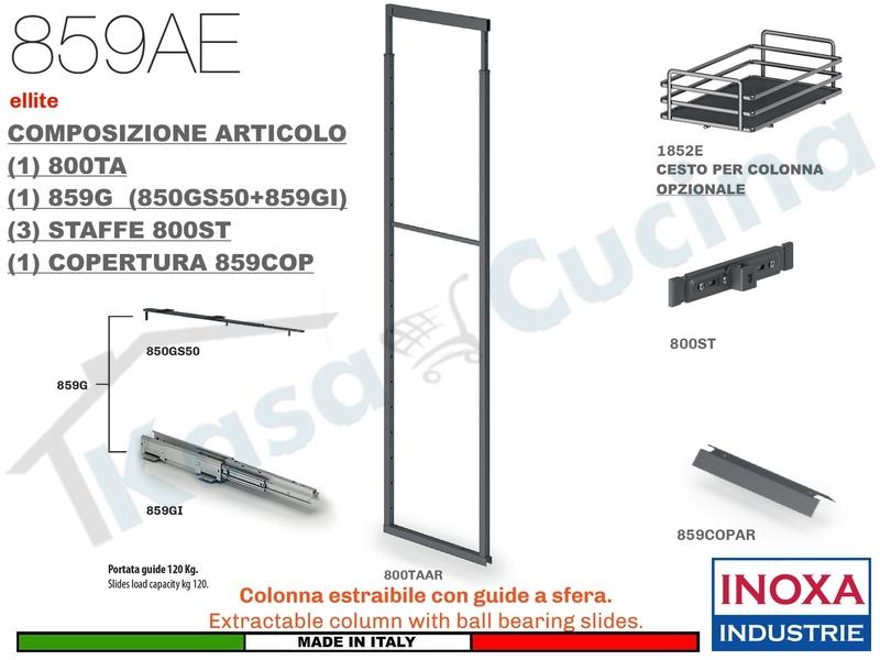 Colonna Dispensa Estraibile ELLITE 859AE/25AR H.Min 186 Max 218,5 L.25 Ardesia