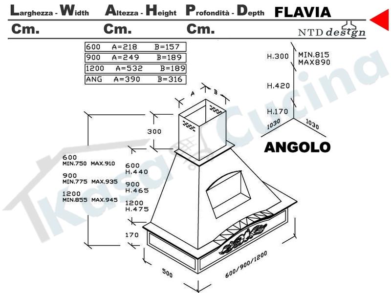 Cappa Angolo 103X103 Con Nicchia e Trave Legno Frassino Grezzo