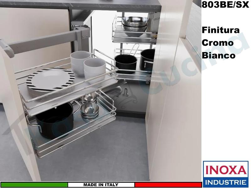 Dinamic Corner ELLITE Angolo 803BE Sinistro + 4 Cesti 1803BE Base 90/105 C Bianco