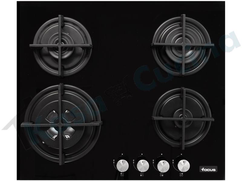 Piano Cottura Incasso cm. 60 Vetro Nero Modern Line 4 Fuochi Gas Alta Efficienza