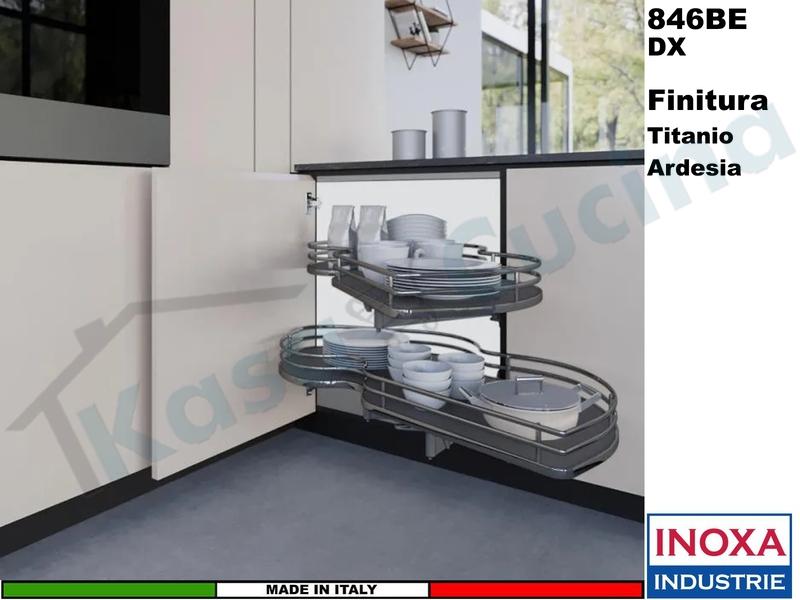 2 Ripiani Girevoli Angolo 105X60 Anta 45 DX Struttura Titanio Ripiano Ardesia