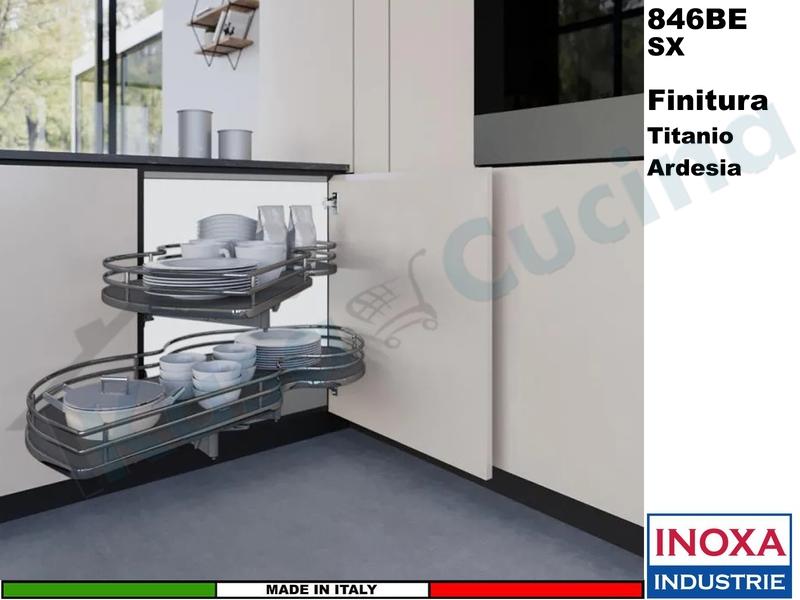 2 Ripiani Girevoli Angolo 105X60 Anta 45 SX Struttura Titanio Ripiano Ardesia