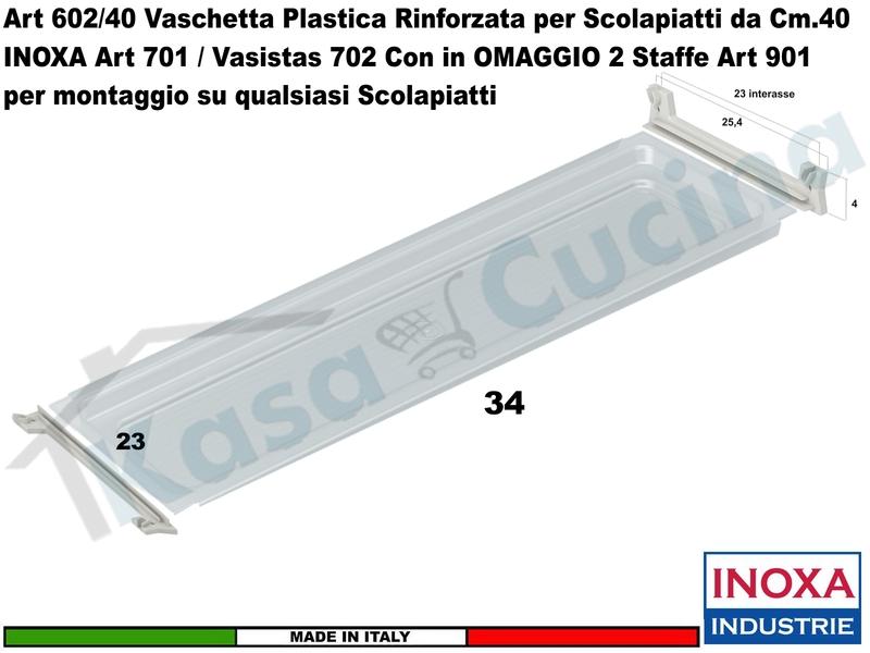 Vaschetta Raccogligocce TRASPARENTE INOXA 602/40AR Per Scolapiatti da 40 + 2 901