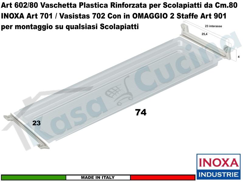 Vaschetta Raccogligocce Trasparente INOXA 602/80TR Per Scolapiatti da 80 + 2 901