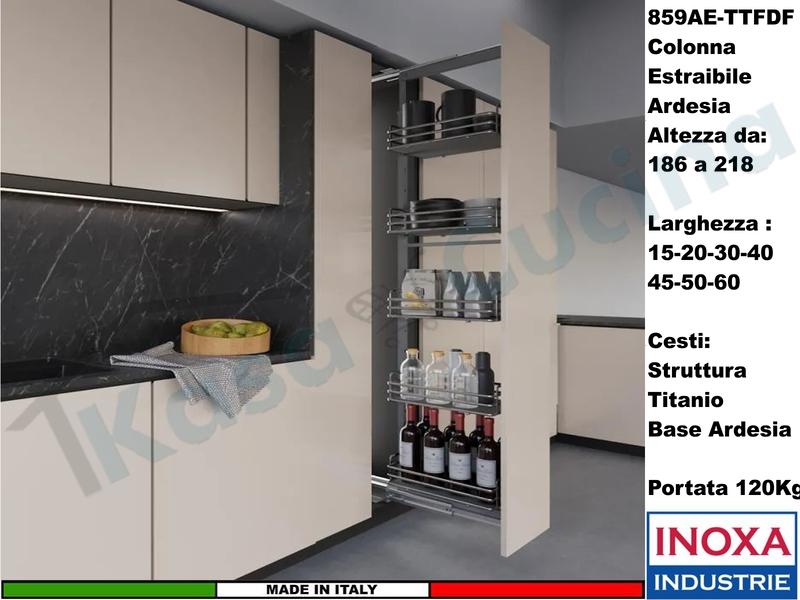 Colonna Dispensa Estraibile da 15 ELLITE 859AE  Ardesia e 5 Cesti Titanio