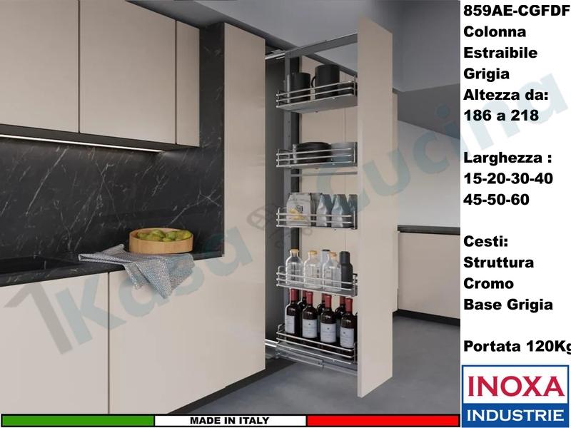 Colonna Dispensa Estraibile da 15 ELLITE 859AE Grigio e 5 Cesti Cromo Grigio