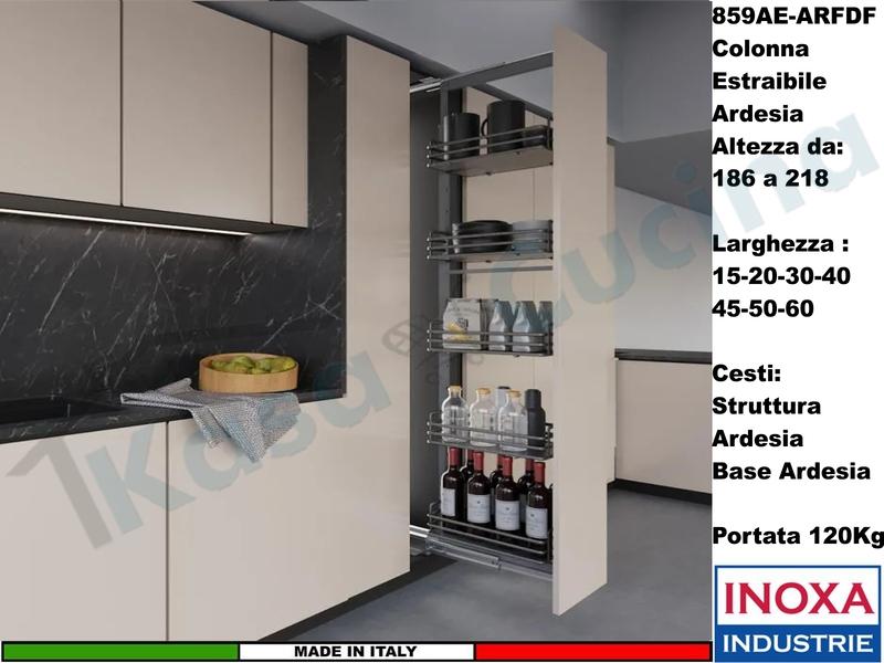 Colonna Dispensa Estraibile da 30 ELLITE 859AE  Ardesia e 5 Cesti Ardesia