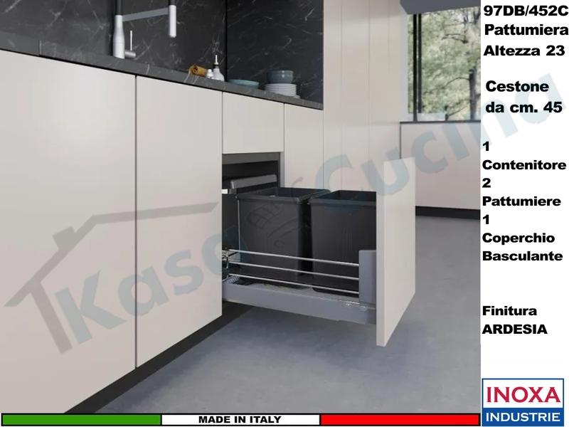 Pattumiera Incasso Inoxa 97DB/452C H 23 Raccolta Differenziata Rifiuti X Base 45
