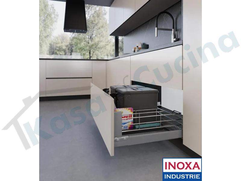 Emuca Pattumiere Per Raccolta Differenziata Per Cucina, 2 X 20 L Fissaggio Inferiore Estrazione Manuale Plastica Grigio Antracite 1 U 83082205
