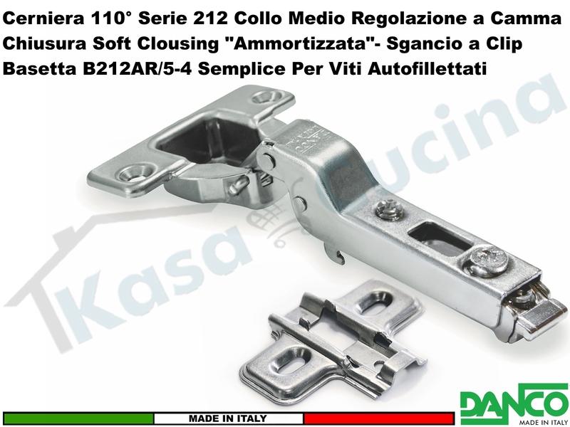 Cerniera Danco 212 Ammortizzata 110° Media Soft Closing + Basetta 212 Semplice