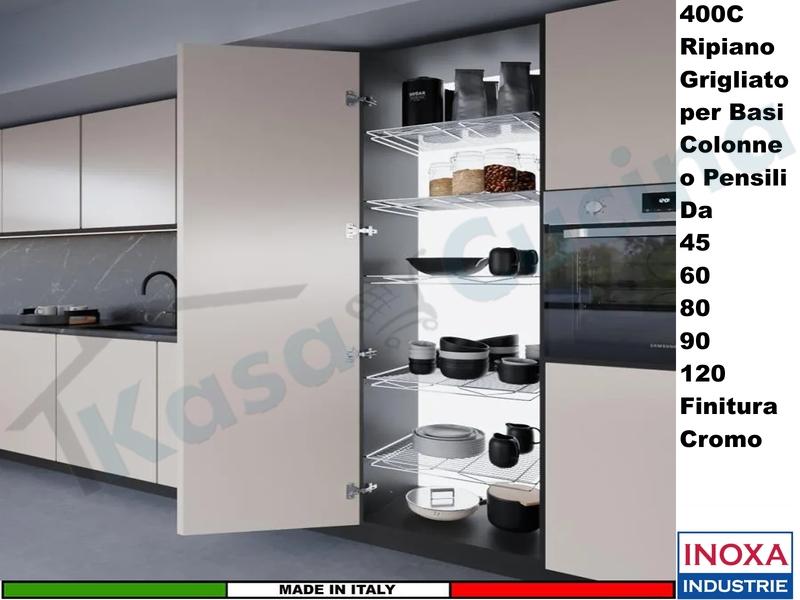 Ripiano Grigliato INOXA Serie DISPENSA Per Pensili da 45-60-80-90-120 Cromato