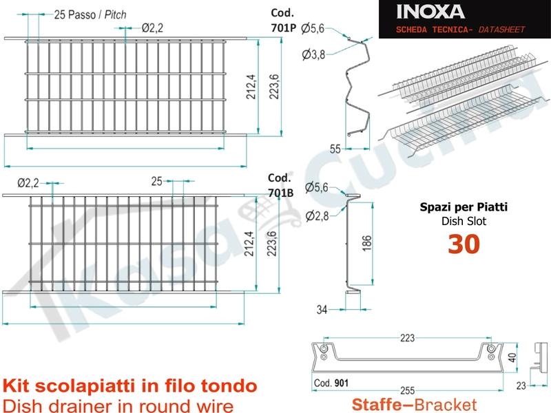 Kit Scolapiatti 86 cm acciaio inox da Incasso per Mobile Pensile cm. 90