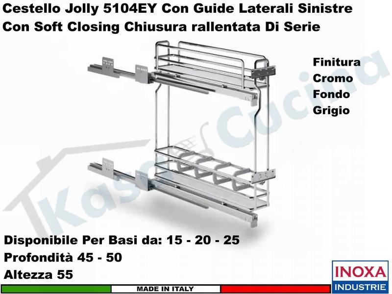 Carello Jolly Estraibile INOXA 5104EY/15-45 Guide Grass Base 15-20-25 Prof 45