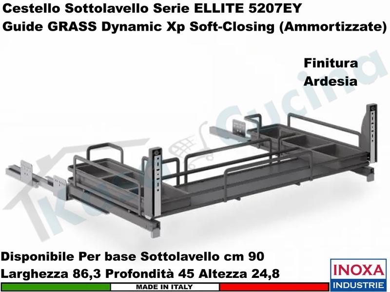 Carello Estraibile Sottolavello ELLITE 5207EY/90-45PAR Base 90 ARDESIA