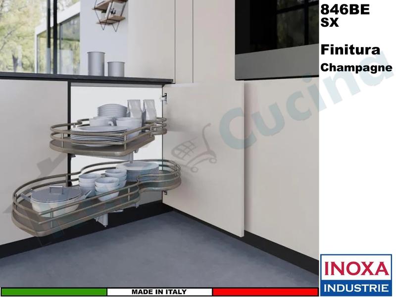 2 Ripiani Girevoli Angolo 105X60 Anta 45 SX Struttura Champagne Ripiano Champagne