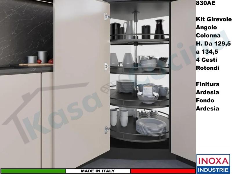 Cestello Girevole Tondo 4 Cesti 830AE/705AR Struttura Ardesia Ripiano Ardesia