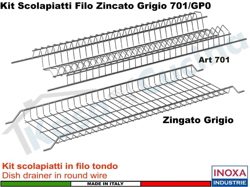 Kit Scolapiatti Filo Zincato Grigio Pensile 90 701/90ZGP0 compreso di Scatola