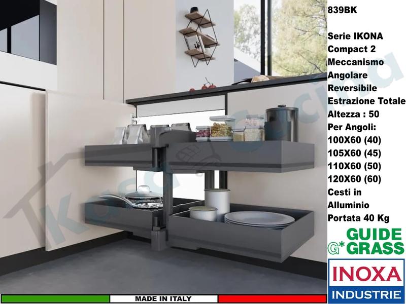 Compact 2 IKONA 839BK/40 Base 100X60 Estrazione Totale Reversible Cesti Scegli Colori