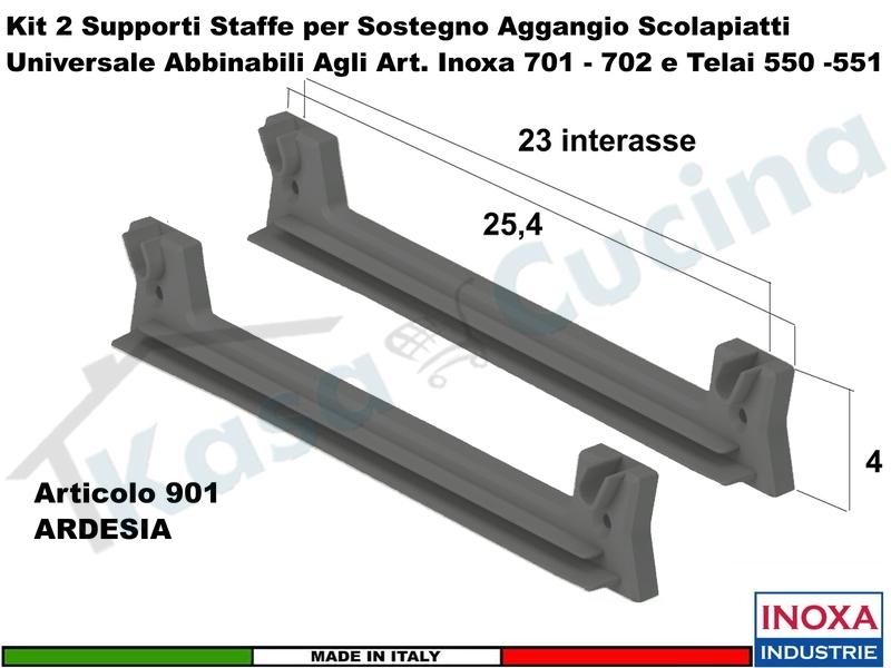 2 Staffe 901 AR Supporto Plastica Rinforzata ARDESIA Scolapiatti Inoxa Ricambio Universale