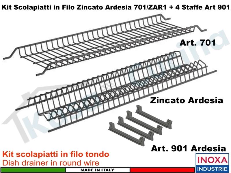 Kit Scolapiatti Filo Zincato ARDESIA Pensile 90 701/90ZARP1 + 4 Staffe Art 901AR