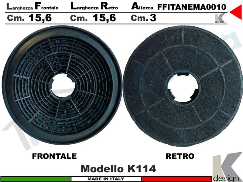 Coppia Filtri Carbone Attivo Ø 15,6 H 3 Per il Modello K114
