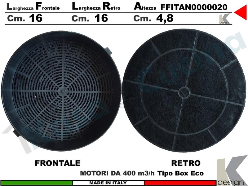 Coppia Filtri Carbone Attivo Ø 16 H 4,8 modelli con motore 400 m3/h mod. Box Eco