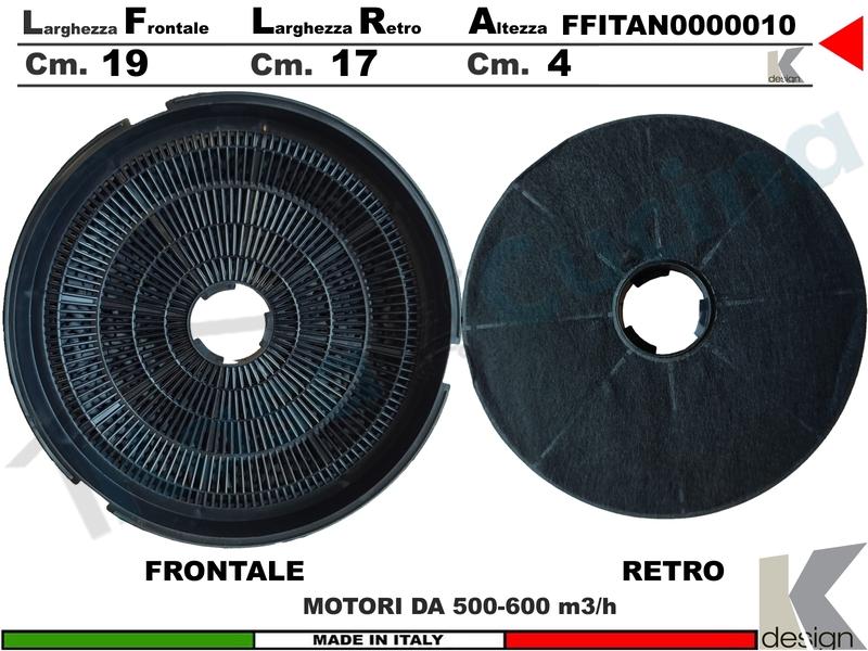 Coppia Filtri Carbone Attivo Ø 19 H 4 Per i Modelli Con Motore Da 500-600 m3/h