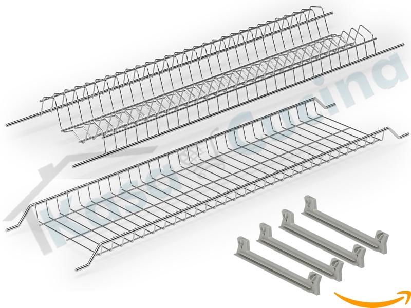 Kit Scolapiatti 701 Pensile cm.40-45-50-60-70-75-80-90 Acciaio Inox + 4  Staffe