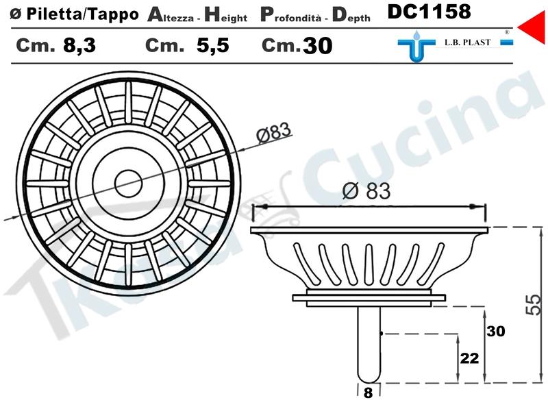 Kit 1 Tappo Cestello Lavello Lavandino Cucina Tipo Franke Ø8,3 Piletta  Basket 3