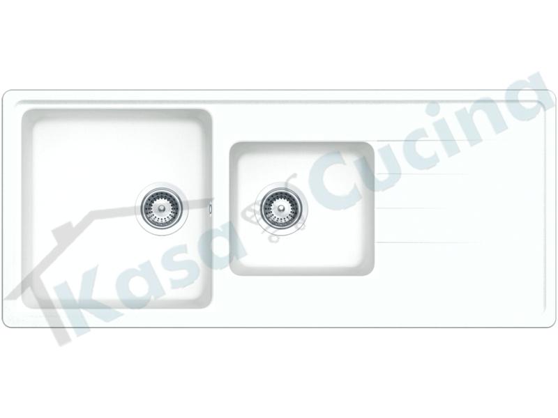 Lavello Incasso cm.116x50 Element Bianco Assoluto 01 Cristalite 2 Vasche