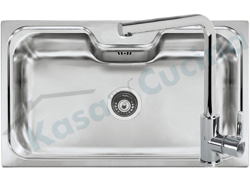 Pacchetto Lavello  cm. 86x50 Acciaio Inox Spazzolato Criteria e Rubinetto Miscelatore S01 Canna Alta