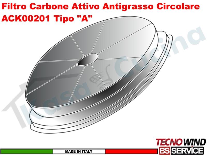 KIT 10 Filtri Carbone Attivo Antigrasso Circolare ACK00214 Tipo "A"